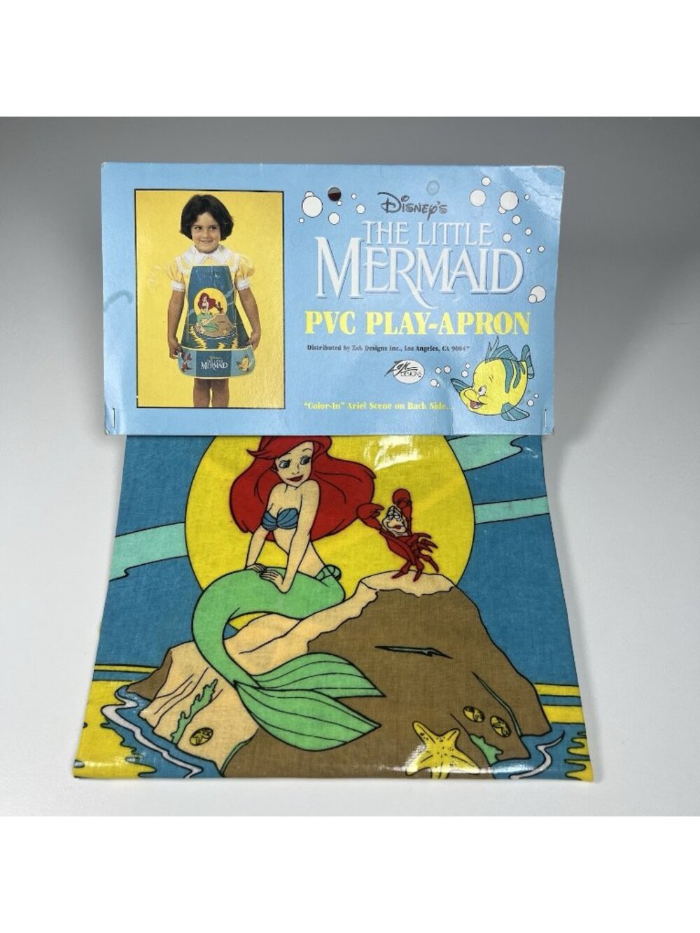 Vintage Disney Little Mermaid Ariel PVC Play Apron Zak Designs Original Header